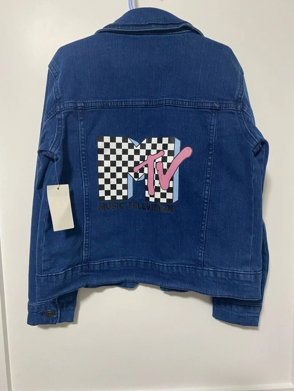 99%COTTON MTV Navy Blue Denim Jacket with Checkerboard MTV Patch